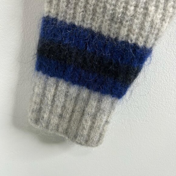 Stussy Tennis Sweater Mens L Gray V Neck Mohair Wool Blend Fuzzy Knit Ribbed - Picture 3 of 9